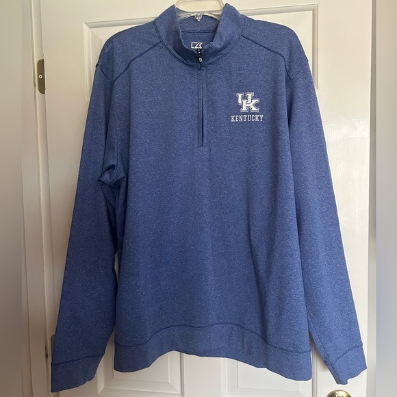 Kentucky Wildcats Cutter & Buck Shoreline Heathered Quarter Zip Mens Pullover - Picture 2 of 6